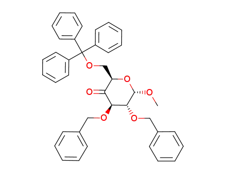 Molecular Structure of 81255-12-1 (methyl 2,3-di-O-benzyl-6-O-triphenylmethyl-α-D-xylo-hexopyranosid-4-ulose)