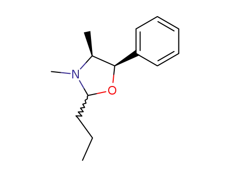 Molecular Structure of 143837-25-6 (Oxazolidine, 3,4-dimethyl-5-phenyl-2-propyl-)