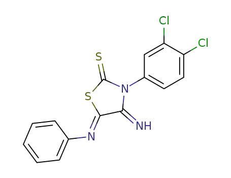 Molecular Structure of 116708-95-3 (3-(3,4-dichlorophenyl)-4-imino-5-(phenylimino)-2-thiazolidinethione)