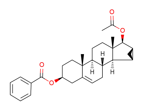 Molecular Structure of 81721-19-9 (17β-acetoxy-3β-benzoyloxy-15β,16β-methylene-5-androstene)