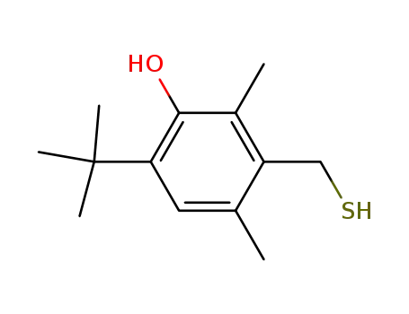Molecular Structure of 38064-57-2 (Phenol, 6-(1,1-dimethylethyl)-3-(mercaptomethyl)-2,4-dimethyl-)