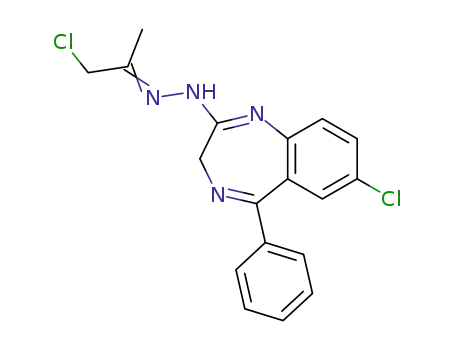 Molecular Structure of 63271-81-8 (2H-1,4-Benzodiazepin-2-one, 7-chloro-1,3-dihydro-5-phenyl-,
(2-chloro-1-methylethylidene)hydrazone)