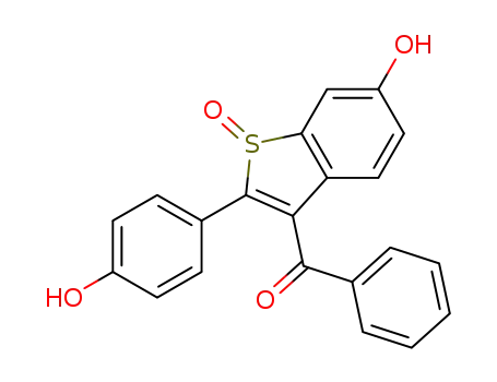 Molecular Structure of 63676-26-6 (Methanone,
[6-hydroxy-2-(4-hydroxyphenyl)-1-oxidobenzo[b]thien-3-yl]phenyl-)