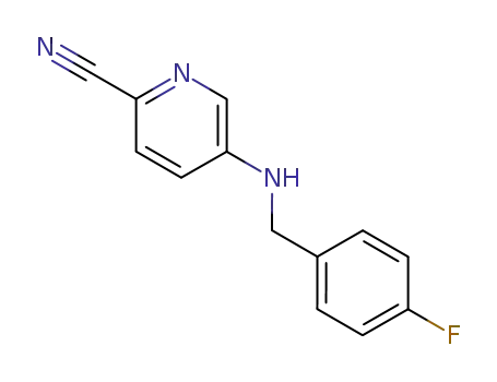 Molecular Structure of 67516-09-0 (2-Pyridinecarbonitrile, 5-[[(4-fluorophenyl)methyl]amino]-)