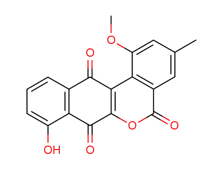 Molecular Structure of 76191-51-0 (8-hydroxy-1-methoxy-3-methyl-5H-dibenzo[c,g]chromene-5,7,12-trione)