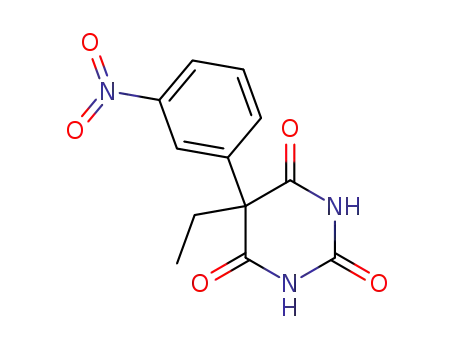 Molecular Structure of 509-85-3 (2,4,6(1H,3H,5H)-Pyrimidinetrione, 5-ethyl-5-(3-nitrophenyl)-)