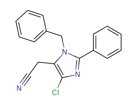 Molecular Structure of 74208-01-8 (1H-Imidazole-5-acetonitrile, 4-chloro-2-phenyl-1-(phenylmethyl)-)