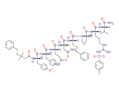 <β-(benzylthio)-β,β-dimethylpropionyl>-Tyr(Me)-Phe-Gln-Asn-Cys(Bzl)-Pro-Arg(Tos)-Val-NH2