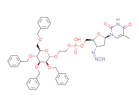 Phosphoric acid (2S,3S,5R)-3-azido-5-(5-methyl-2,4-dioxo-3,4-dihydro-2H-pyrimidin-1-yl)-tetrahydro-furan-2-ylmethyl ester 2-((2S,3S,4S,5R,6R)-3,4,5-tris-benzyloxy-6-benzyloxymethyl-tetrahydro-pyran-2-yloxy)-ethyl ester