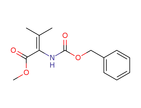 Molecular Structure of 79751-06-7 (2-Butenoic acid, 3-methyl-2-[[(phenylmethoxy)carbonyl]amino]-, methyl
ester)