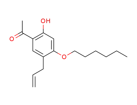 Molecular Structure of 117690-47-8 (Ethanone, 1-[4-(hexyloxy)-2-hydroxy-5-(2-propenyl)phenyl]-)