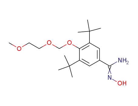 Molecular Structure of 130116-83-5 (Benzenecarboximidamide,
3,5-bis(1,1-dimethylethyl)-N-hydroxy-4-[(2-methoxyethoxy)methoxy]-)