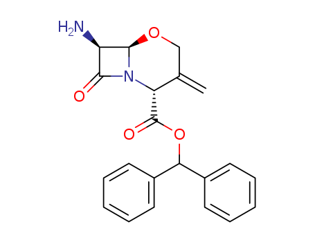 Molecular Structure of 107034-62-8 (5-Oxa-1-azabicyclo[4.2.0]octane-2-carboxylic acid,
7-amino-3-methylene-8-oxo-, diphenylmethyl ester)