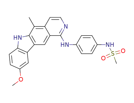 Molecular Structure of 74861-84-0 (N-{4-[(9-methoxy-5-methyl-6H-pyrido[4,3-b]carbazol-1-yl)amino]phenyl}methanesulfonamide)