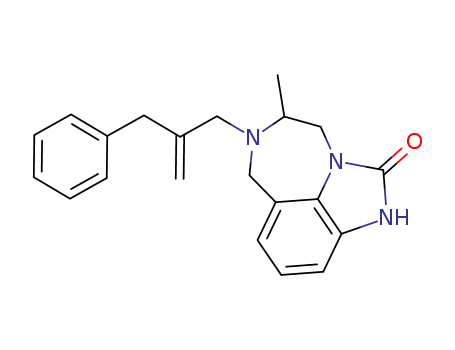 Molecular Structure of 131515-06-5 (6-(2-benzylprop-2-en-1-yl)-5-methyl-4,5,6,7-tetrahydroimidazo[4,5,1-jk][1,4]benzodiazepin-2(1H)-one)