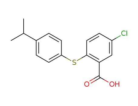 Molecular Structure of 91527-95-6 (Benzoic acid, 5-chloro-2-[[4-(1-methylethyl)phenyl]thio]-)