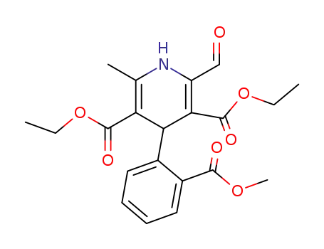 Molecular Structure of 67448-20-8 (3,5-Pyridinedicarboxylic acid,
2-formyl-1,4-dihydro-4-[2-(methoxycarbonyl)phenyl]-6-methyl-, diethyl
ester)