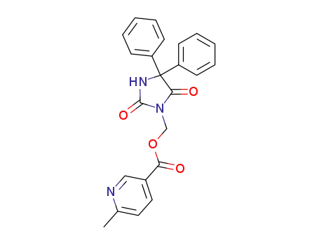 Molecular Structure of 123360-25-8 (<(2,4-dioxo-5,5-diphenyl-3-imidazolidinyl)methyl>-6-methylpyridine-3-carboxylate)