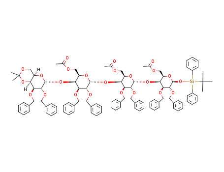 tert-butyldiphenylsilyl O-(2,3-di-O-benzyl-4,6-isopropylidene-α-D-galactopyranosyl)-<(1->4)-O-(6-O-acetyl-2,3-di-O-benzyl-α-D-galactopyranosyl)><sub>2</sub>-(1->4)-6-O-acetyl-2,3-di-O-benzyl-β-D-galactopyranoside