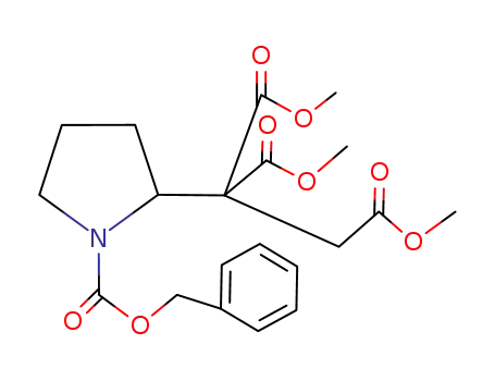 Molecular Structure of 88001-43-8 (1,1,2-Ethanetricarboxylic acid,
1-[1-[(phenylmethoxy)carbonyl]-2-pyrrolidinyl]-, trimethyl ester)