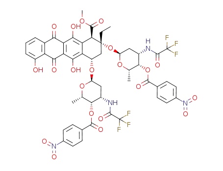 Molecular Structure of 132817-52-8 (7,9-Bis-O-(2,3,6-trideoxy-4-O-p-nitrobenzoyl-3-trifluoroacetamido-α-L-lyxo-hexopyranosyl)-ε-rhodomycinone)