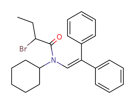 Molecular Structure of 134987-75-0 (2-Bromo-N-cyclohexyl-N-(2,2-diphenyl-vinyl)-butyramide)