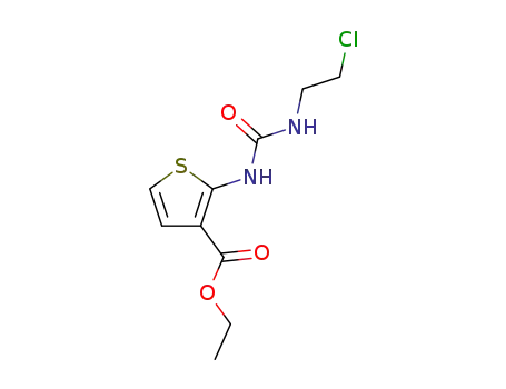 Molecular Structure of 110164-65-3 (3-Thiophenecarboxylic acid, 2-[[[(2-chloroethyl)amino]carbonyl]amino]-,
ethyl ester)