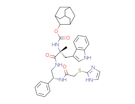 Molecular Structure of 141956-54-9 (<R-(R*,R*)>-<2-<<2-<<(1H-imidazol-2-ylthio)acetyl>amino>-2-phenylethyl>amino>-1-(1H-indol-3-ylmethyl)-1-methyl-2-oxoethyl>carbamic acid tricyclo<3.3.1.1<sup>3,7</sup>>dec-2-yl ester)