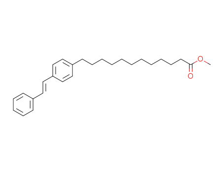 Molecular Structure of 91202-48-1 (Benzenedodecanoic acid, 4-(2-phenylethenyl)-, methyl ester, (E)-)