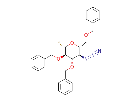 Molecular Structure of 88970-45-0 (4-azido-2,3,6-tri-O-benzyl-4-deoxy-β-D-glucopyranosyl fluoride)