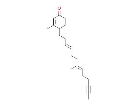Molecular Structure of 42722-77-0 (l-7-methyl-13-(2-methyl-4-oxo-2-cyclohexenyl)-trans,trans-6,10-tridecadien-2-yne)