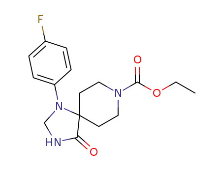 Molecular Structure of 80912-42-1 (ethyl 1-(4-fluorophenyl)-4-oxo-1,3,8-triazaspiro[4.5]decane-8-carboxylate)