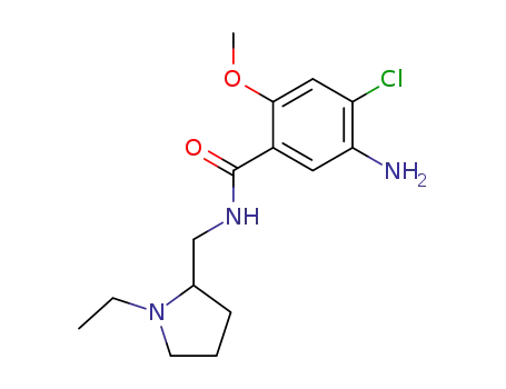 Molecular Structure of 68255-79-8 (Benzamide,
5-amino-4-chloro-N-[(1-ethyl-2-pyrrolidinyl)methyl]-2-methoxy-)