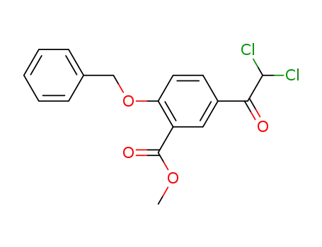 Molecular Structure of 63416-79-5 (Benzoic acid, 5-(dichloroacetyl)-2-(phenylmethoxy)-, methyl ester)