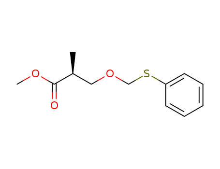 Molecular Structure of 116021-15-9 (Propanoic acid, 2-methyl-3-[(phenylthio)methoxy]-, methyl ester, (S)-)