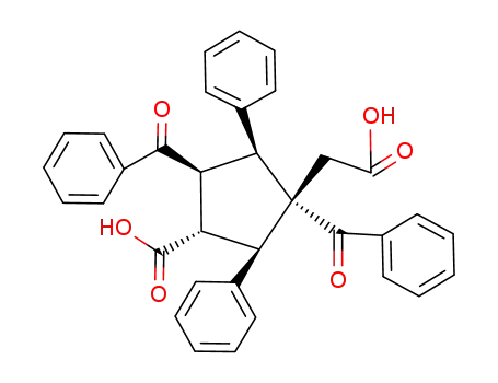 Molecular Structure of 80737-08-2 ((1S,2R,3S,4S,5S)-3,5-Dibenzoyl-3-carboxymethyl-2,4-diphenyl-cyclopentanecarboxylic acid)