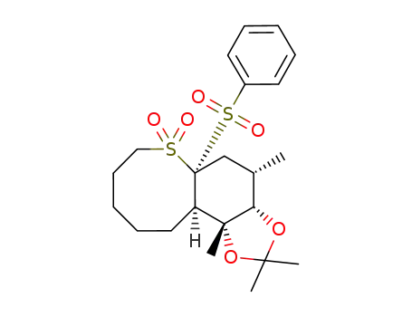 (+)-(3aS,4S,5aR,11aR,11bR)-5a-(phenylsulfonyl)-2,2,4,11b-tetramethyl-6-thiacyclooctano<2,3-e>-1,3-benzodioxole S,S-dioxide