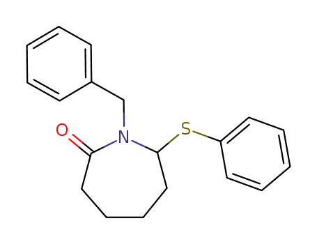 Molecular Structure of 116414-43-8 (2H-Azepin-2-one, hexahydro-1-(phenylmethyl)-7-(phenylthio)-)