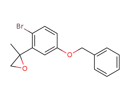 Molecular Structure of 105805-17-2 (Oxirane, 2-[2-bromo-5-(phenylmethoxy)phenyl]-2-methyl-)