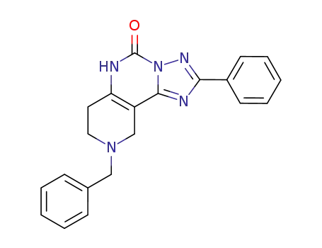 Molecular Structure of 108442-13-3 (9-benzyl-2-phenyl-7,8,9,10-tetrahydropyrido[3,4-e][1,2,4]triazolo[1,5-c]pyrimidin-5(6H)one)