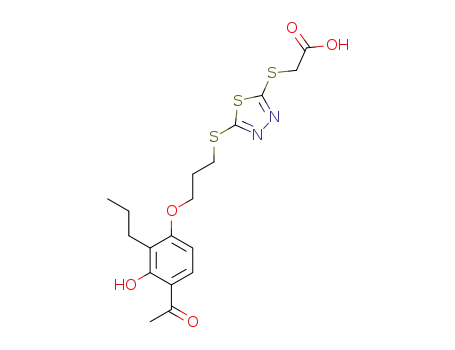 Acetic acid, ((5-((3-(4-acetyl-3-hydroxy-2-propylphenoxy)propyl)thio)-1,3,4-thiadiazol-2-yl)thio)-