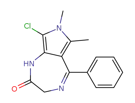 Molecular Structure of 84829-74-3 (Pyrrolo(3,4-e)-1,4-diazepin-2(1H)-one, 3,7-dihydro-8-chloro-6,7-dimeth yl-5-phenyl-)