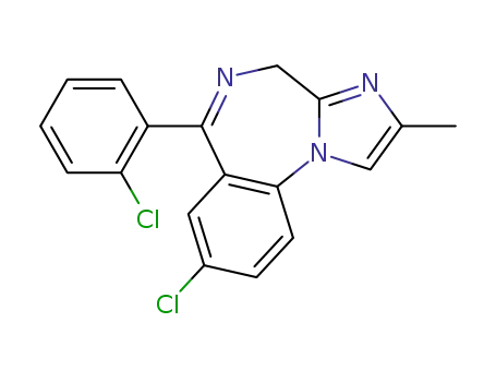 Molecular Structure of 41282-27-3 (4H-Imidazo[1,2-a][1,4]benzodiazepine,8- chloro-6-(2-chlorophenyl)-2-methyl- )