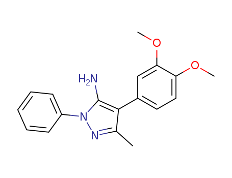 Molecular Structure of 132576-21-7 (1H-Pyrazol-5-amine, 4-(3,4-dimethoxyphenyl)-3-methyl-1-phenyl-)