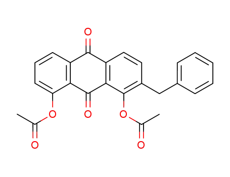 Molecular Structure of 139565-46-1 (9,10-Anthracenedione, 1,8-bis(acetyloxy)-2-(phenylmethyl)-)