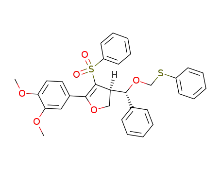 Molecular Structure of 131575-84-3 ((4R,αS)-2-(3,4-dimethoxyphenyl)-3-phenylsulphonyl-4-(α-phenylthiomethoxybenzyl)-4,5-dihydrofuran)
