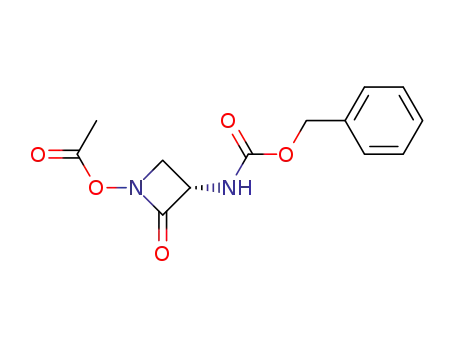 Molecular Structure of 88144-10-9 (Carbamic acid, [1-(acetyloxy)-2-oxo-3-azetidinyl]-, phenylmethyl ester,
(S)-)