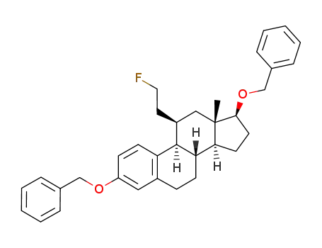Molecular Structure of 126559-85-1 (11β-(2-fluoroethyl)estra-1,3,5(10)-triene-3,17β-diol 3,17-bis(benzyl ether))
