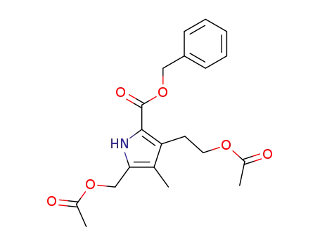Molecular Structure of 57907-69-4 (1H-Pyrrole-2-carboxylic acid,
3-[2-(acetyloxy)ethyl]-5-[(acetyloxy)methyl]-4-methyl-, phenylmethyl ester)