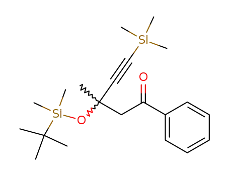 Molecular Structure of 122124-63-4 (3-(tert-Butyl-dimethyl-silanyloxy)-3-methyl-1-phenyl-5-trimethylsilanyl-pent-4-yn-1-one)